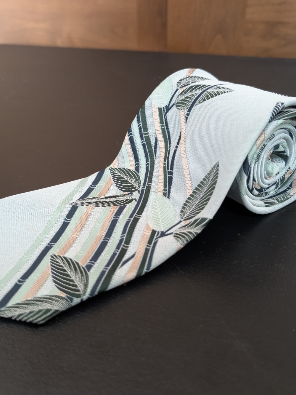 Men's Light Green Botanical Stripe Tie